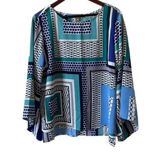 ELLEN TRACY Blouse Top Tunic Sz L